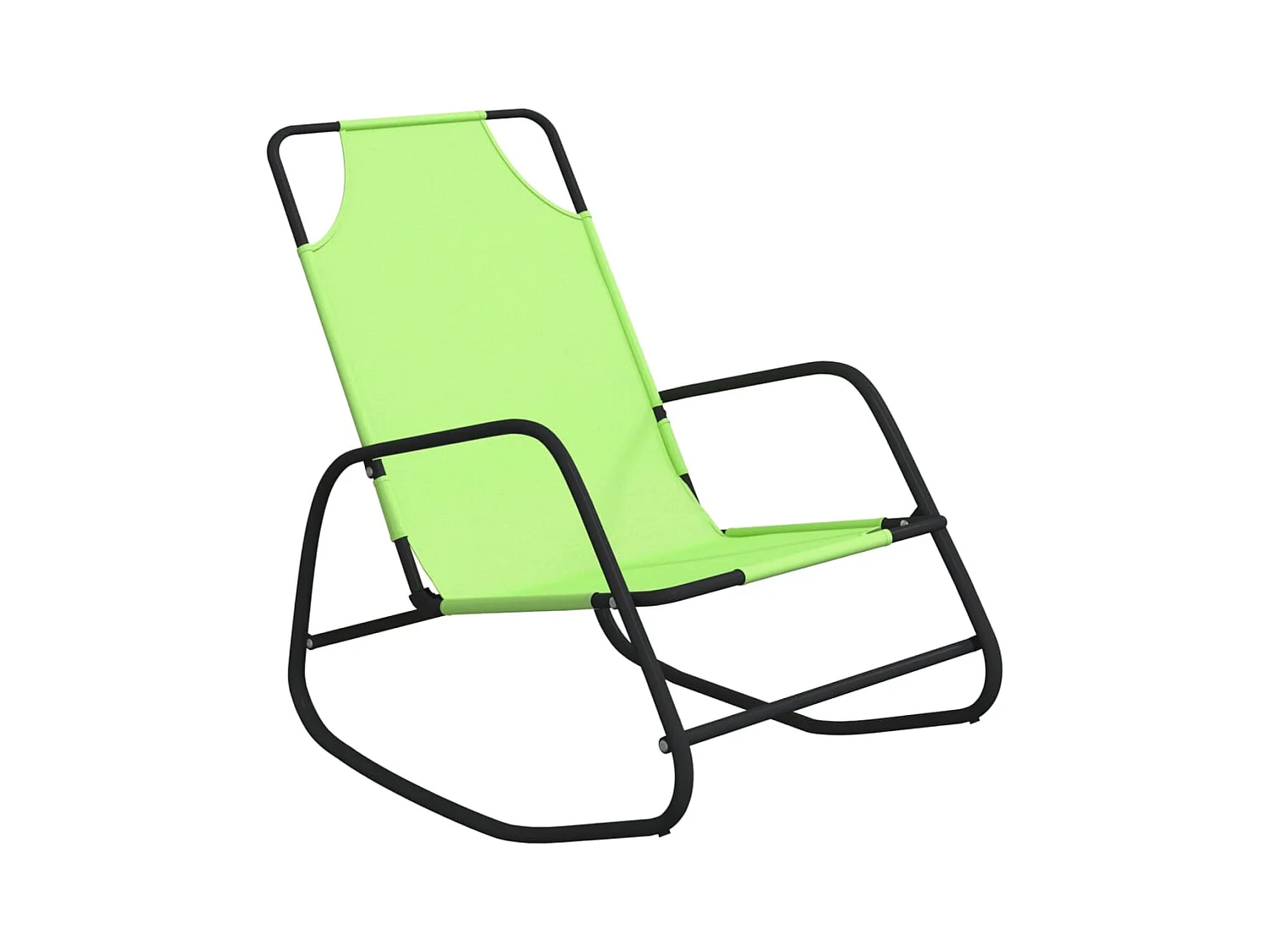 Chaises longues à bascule 2 pcs Vert Acier et textilène