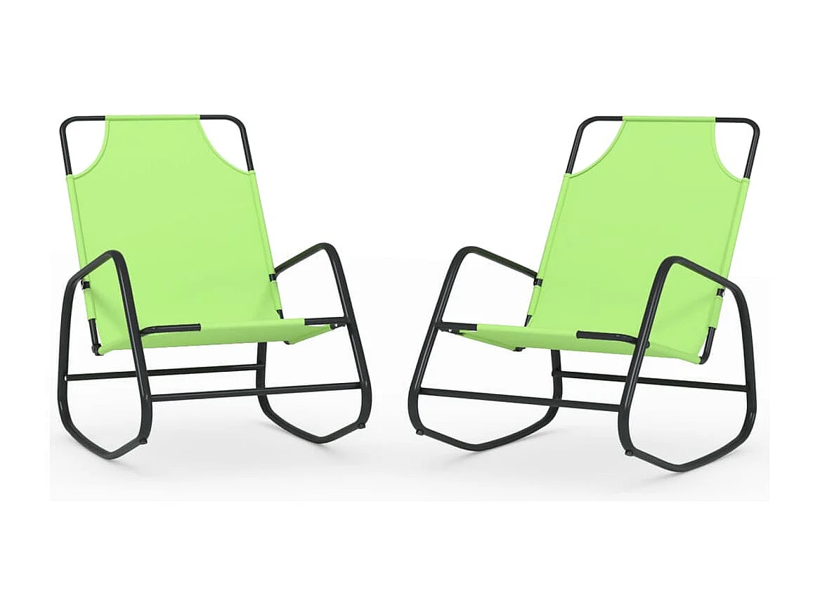 Chaises longues à bascule 2 pcs Vert Acier et textilène