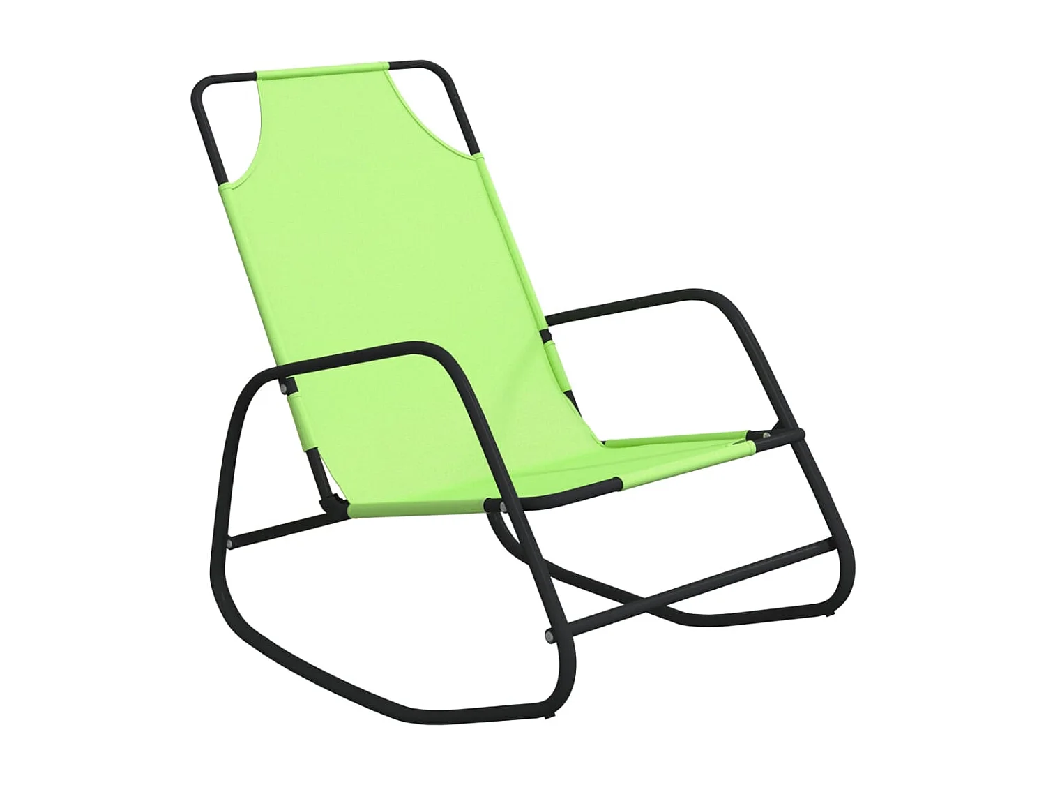 Chaises longues à bascule 2 pcs Vert Acier et textilène