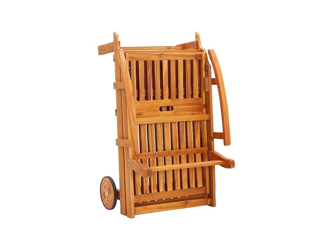 Chaises longues 2 pcs avec table et coussins Acacia solide 2