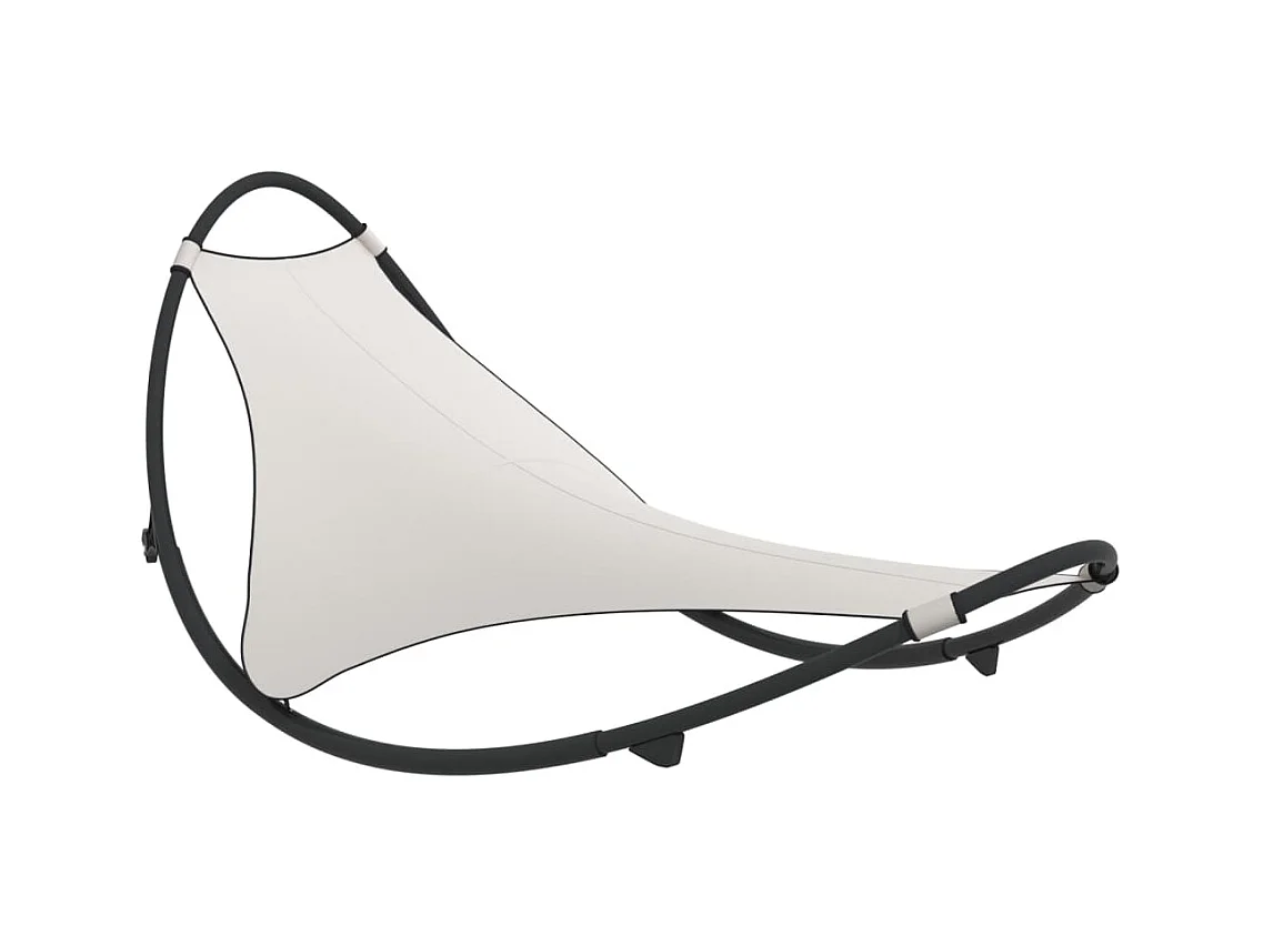 Chaise longue à bascule avec roues Acier et textilène Crème