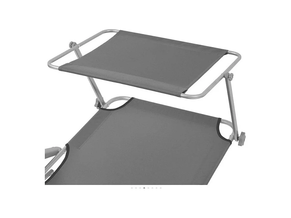 Chaise longue pliable avec auvent tissu gris et métal Zita