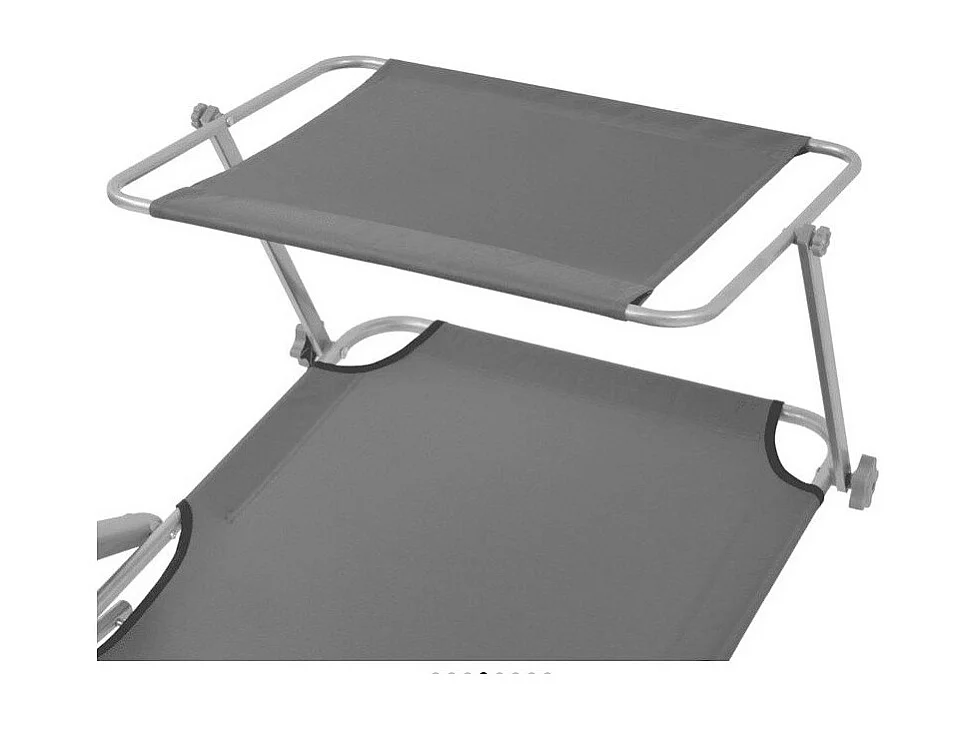Chaise longue pliable avec auvent tissu gris et métal Zita