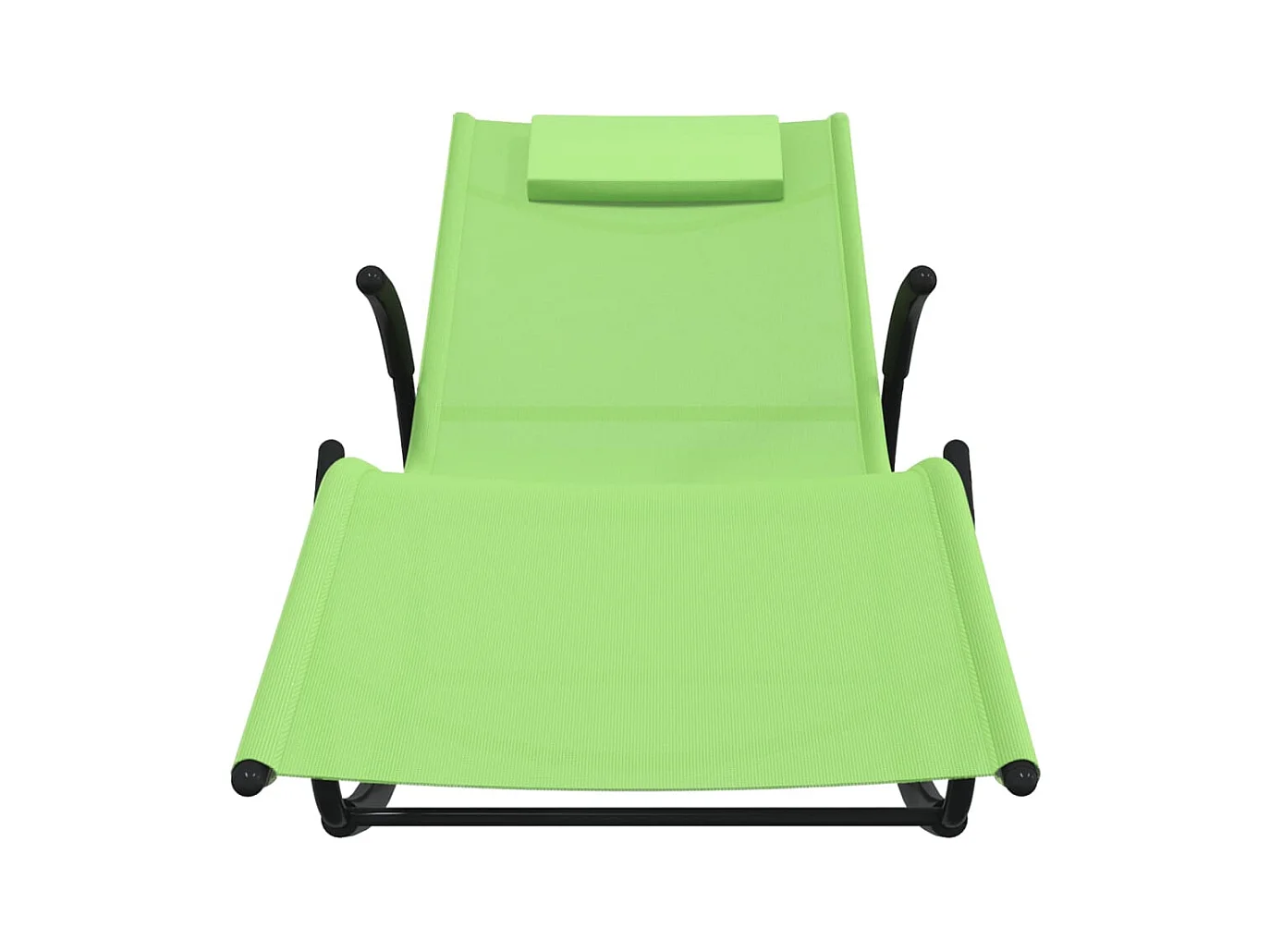 Chaises longues à bascule 2 pcs Vert Acier et textilène 3