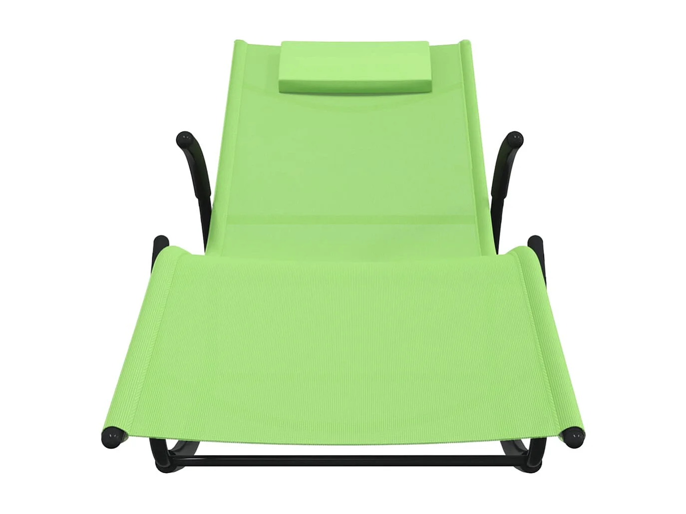 Chaises longues à bascule 2 pcs Vert Acier et textilène 3