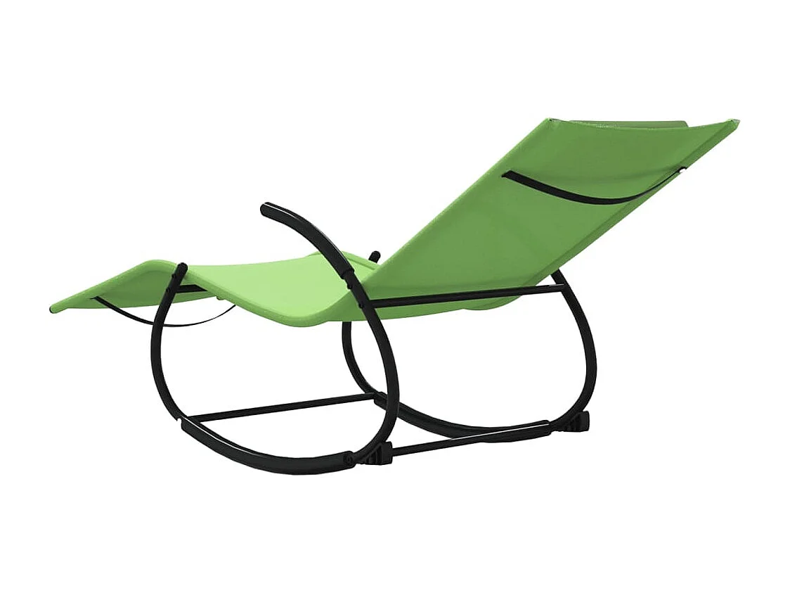 Chaises longues à bascule 2 pcs Vert Acier et textilène 3
