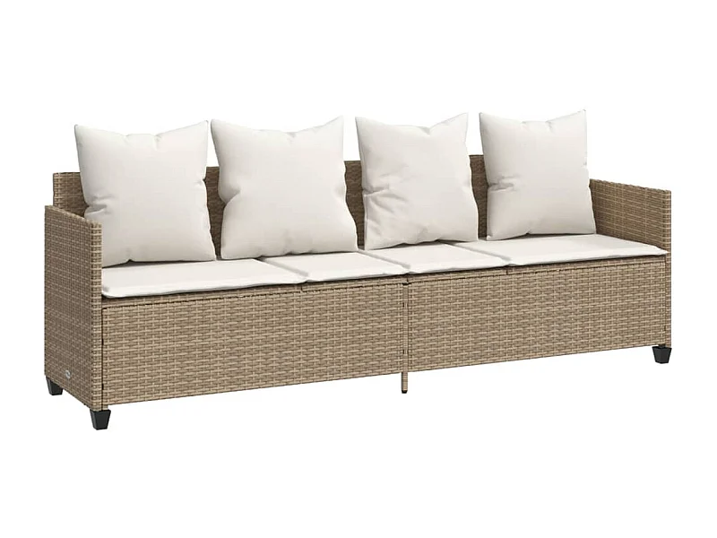 Chaise longue avec coussins beige résine tressée