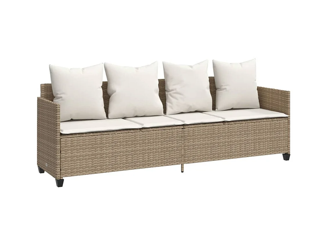 Chaise longue avec coussins beige résine tressée