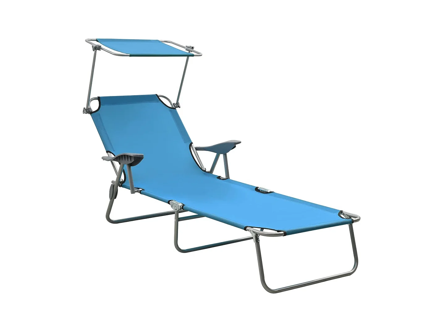 Chaise longue avec auvent Acier Bleu