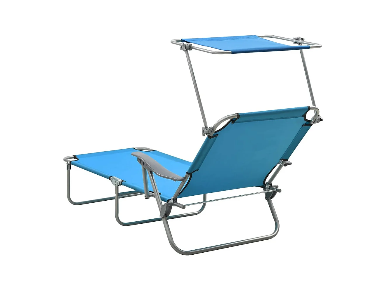 Chaise longue avec auvent Acier Bleu