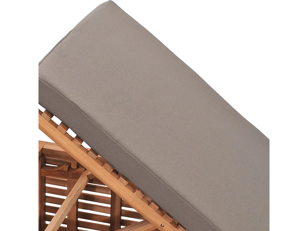 Chaise longue avec coussin gris foncé Bois de teck solide