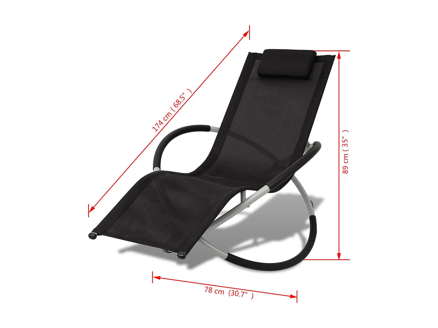 Chaise longue géométrique d'extérieur Acier Noir et gris