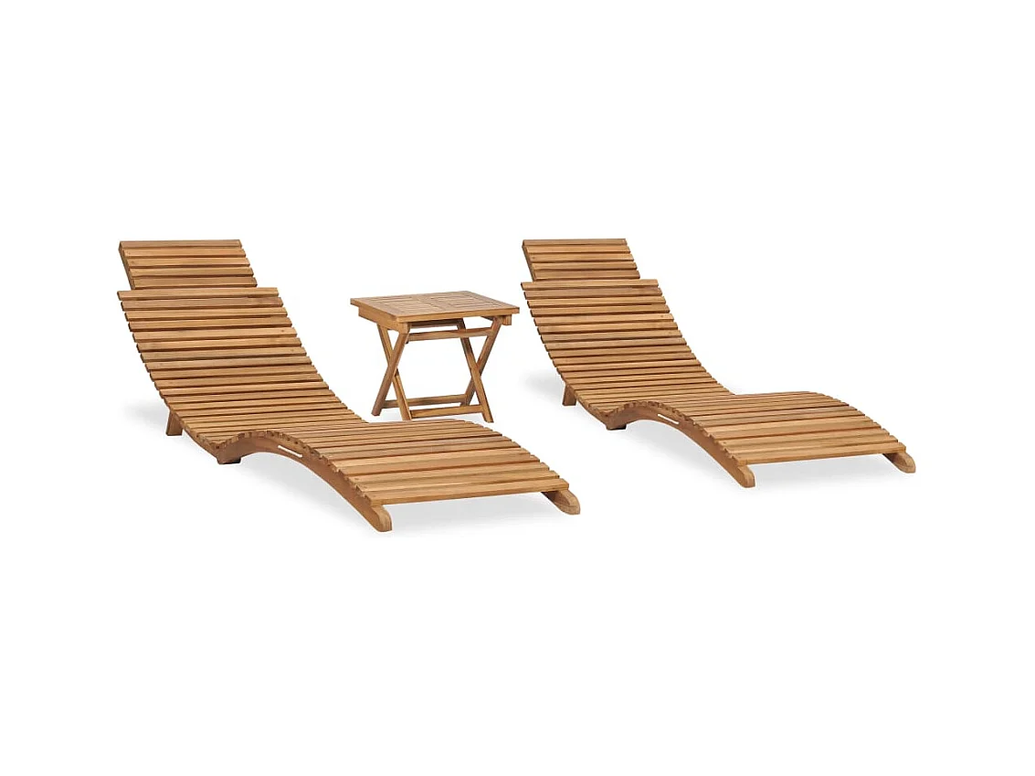 Salon de jardin pliable 3 pcs Bois de teck solide