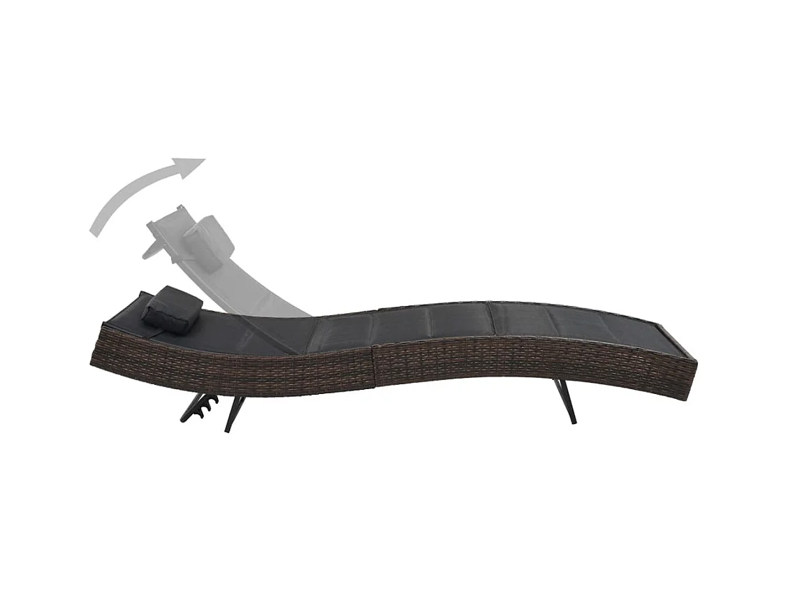 Chaise longue Résine tressée et textilène Marron