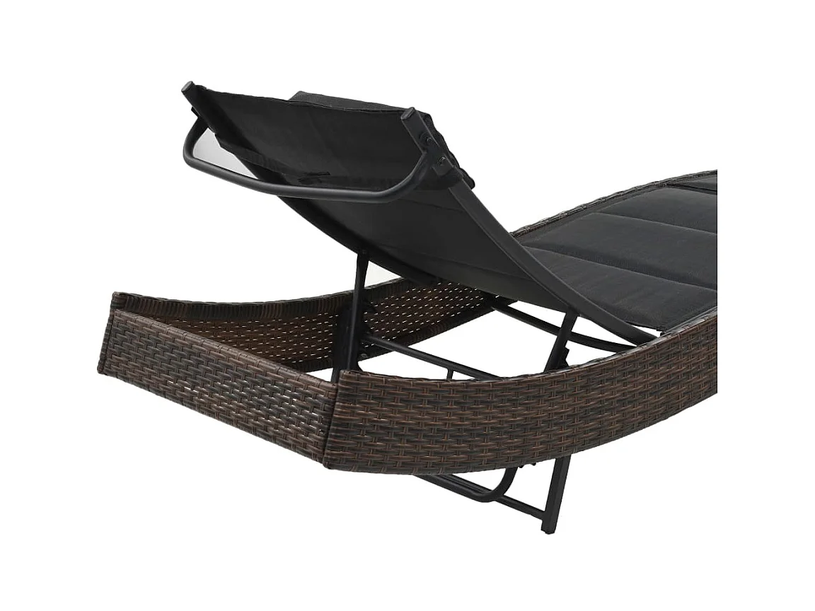 Chaise longue Résine tressée et textilène Marron