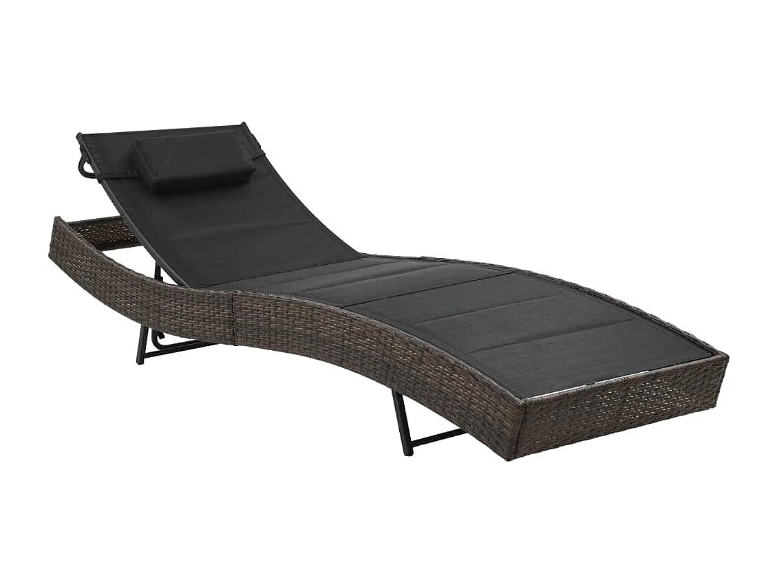 Chaise longue Résine tressée et textilène Marron