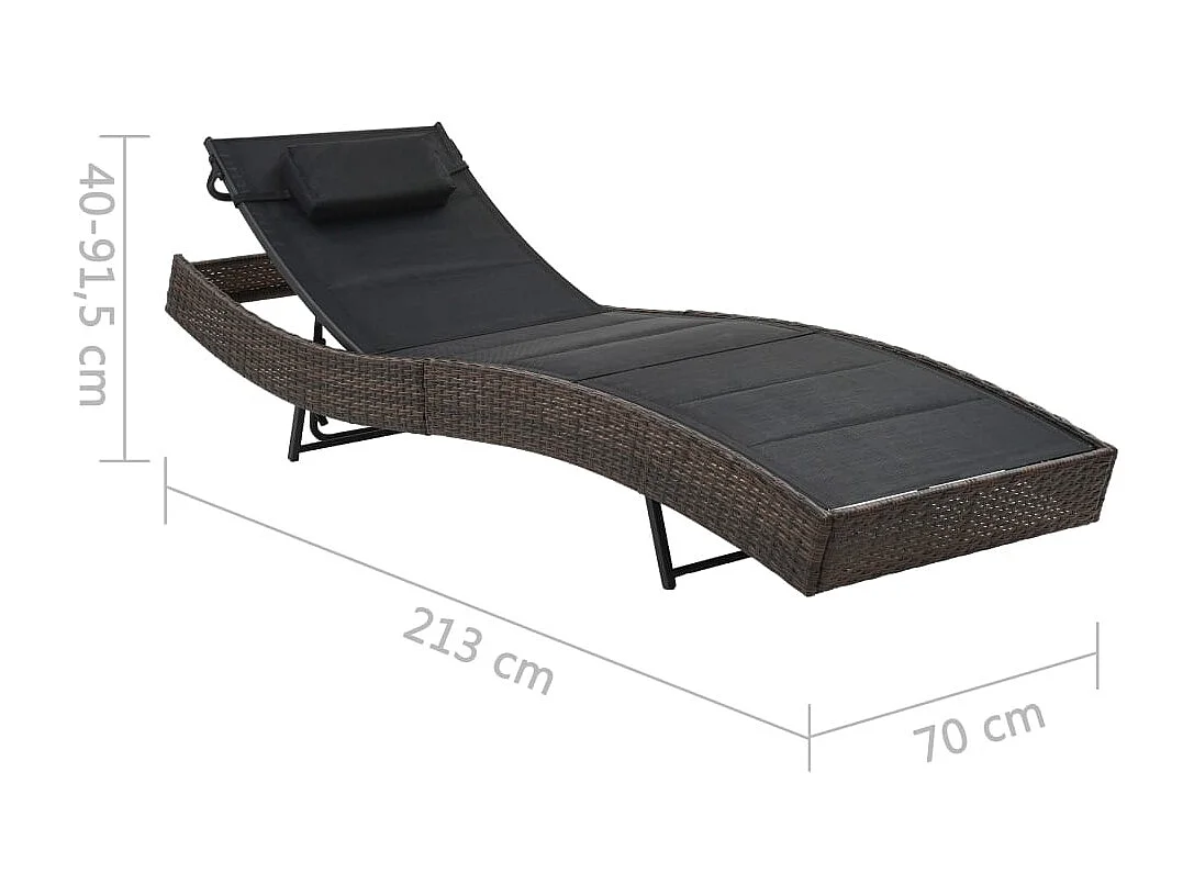 Chaise longue Résine tressée et textilène Marron