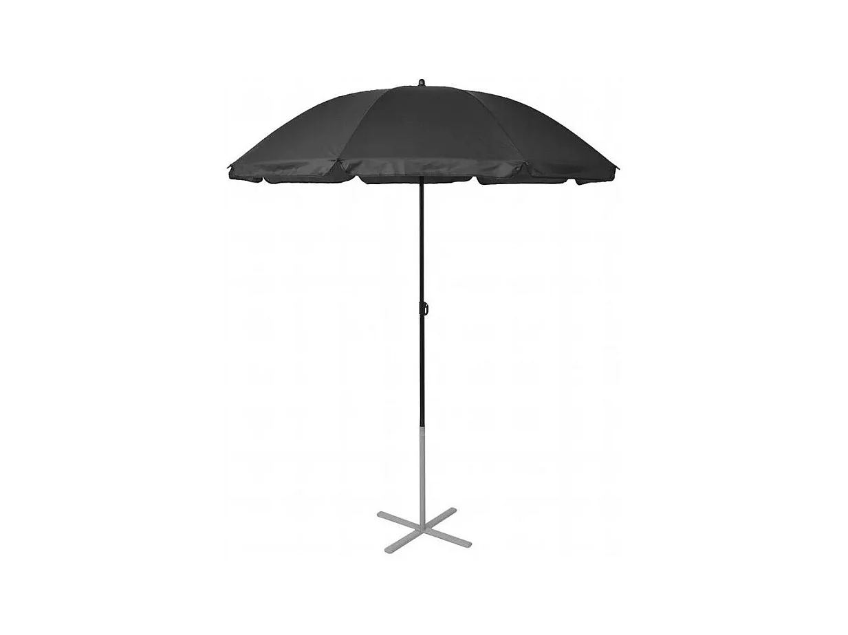 Set de 2 chaises longues et 1 parasol polyester noir Derino