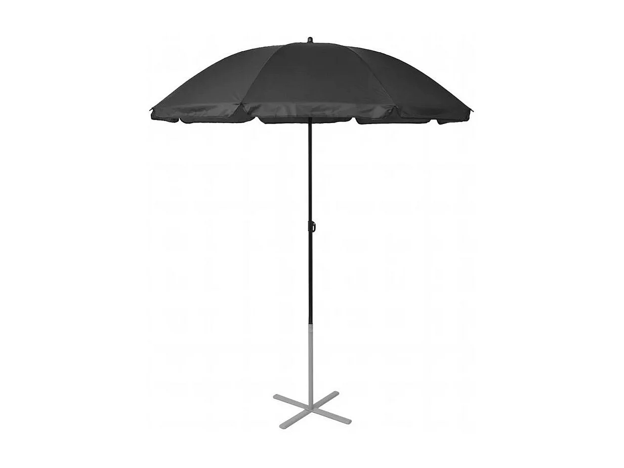 Set de 2 chaises longues et 1 parasol polyester noir Derino