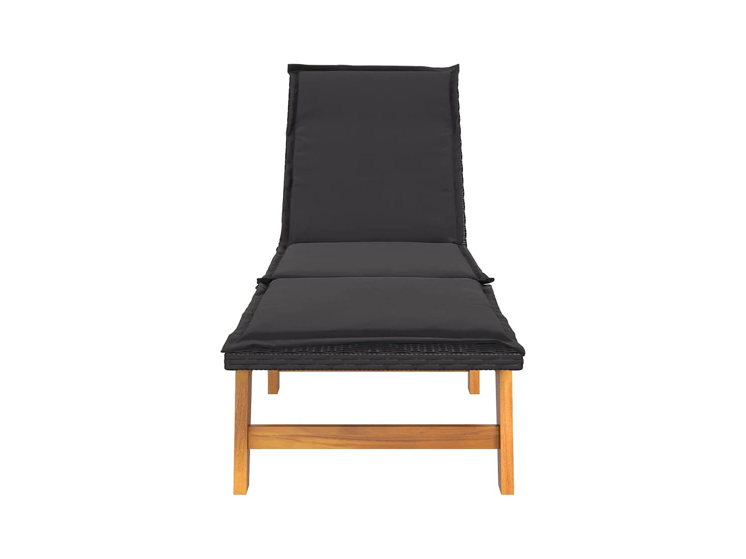 Chaises longues et coussins 2 pcs Résine tressée-bois d'acacia