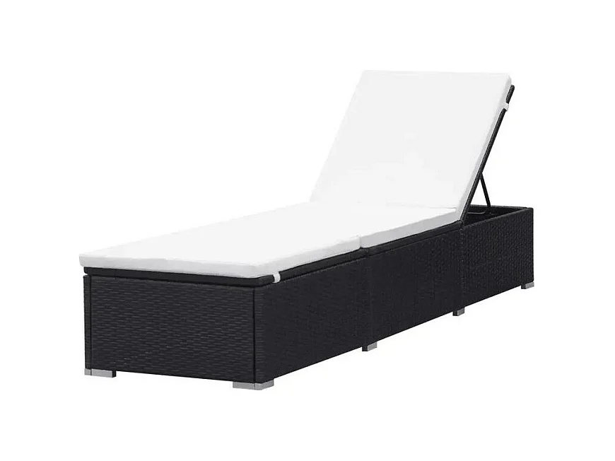 Chaise longue polyester blanc et résine noire Imia