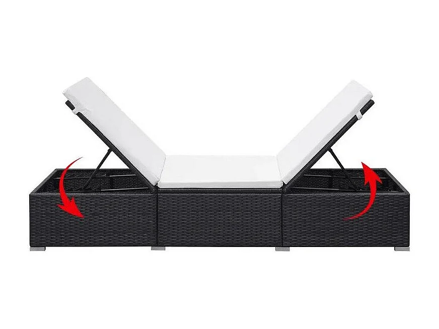 Chaise longue polyester blanc et résine noire Imia