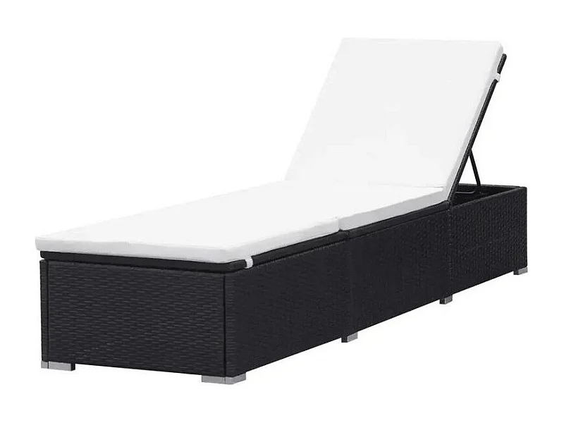 Chaise longue polyester blanc et résine noire Imia