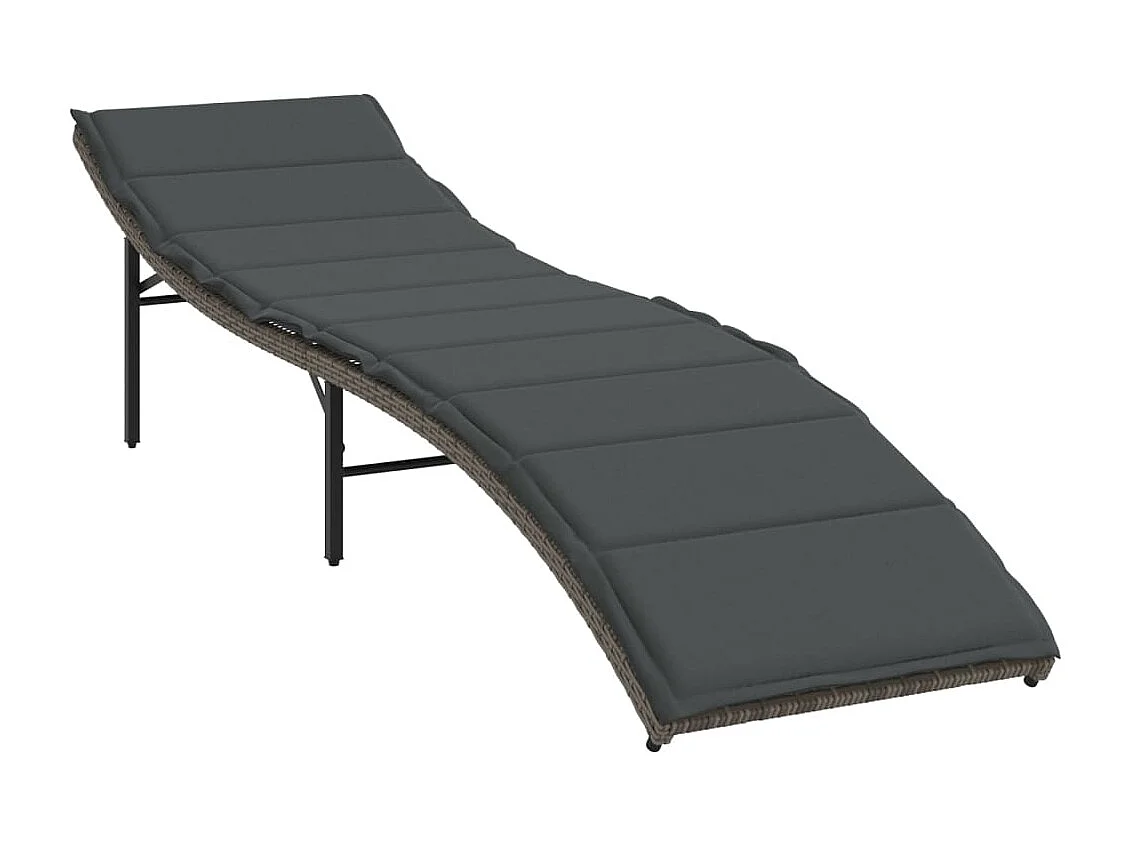 Chaises longues lot de 2 avec table gris résine tressée