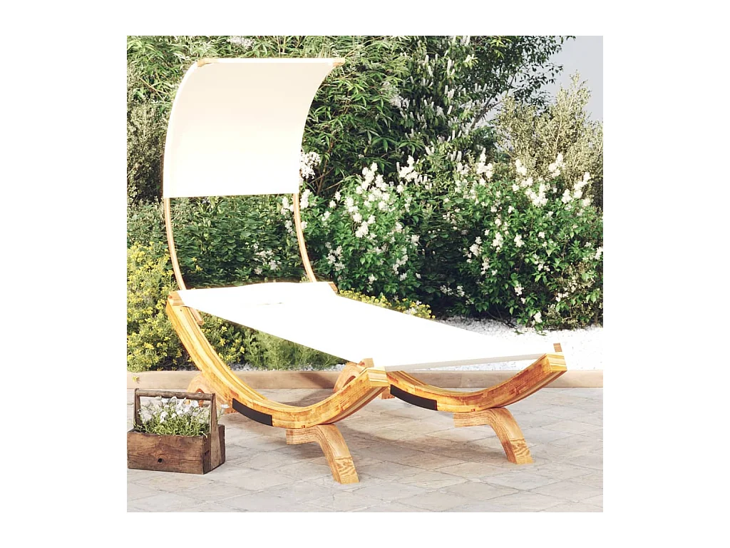 Hamac avec auvent 100x200x126 Bois courbé massif Crème