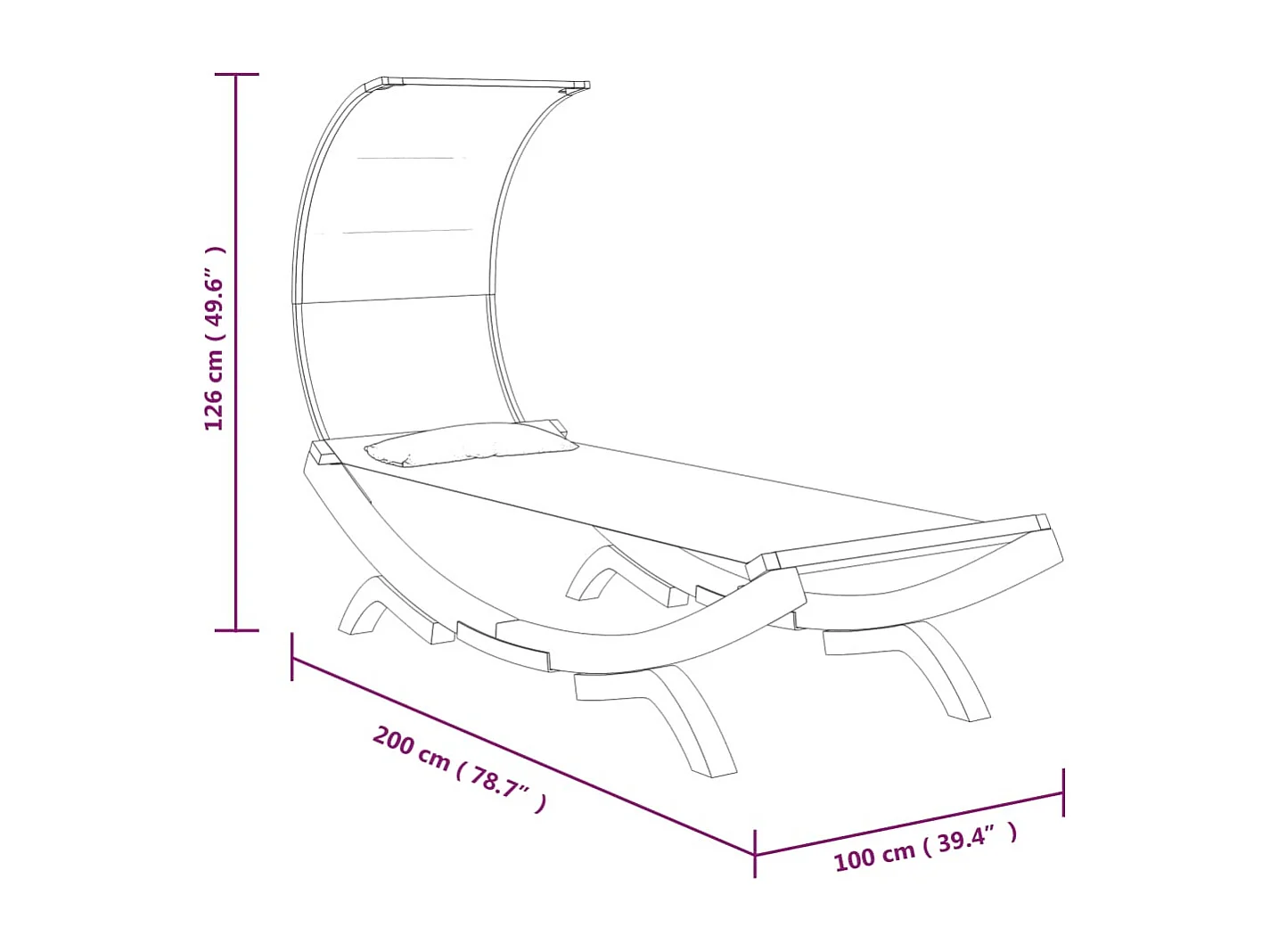Hamac avec auvent 100x200x126 Bois courbé massif Crème