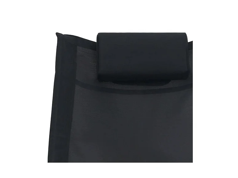 Chaise longue à bascule textilène noir et métal gris Tinoo