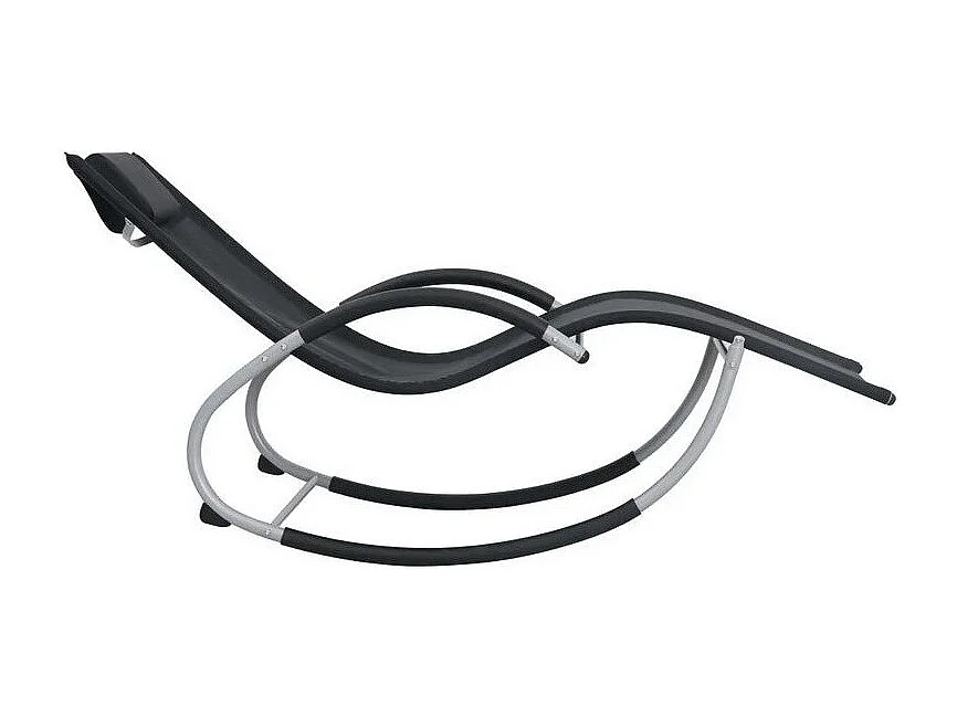 Chaise longue à bascule textilène noir et métal gris Tinoo
