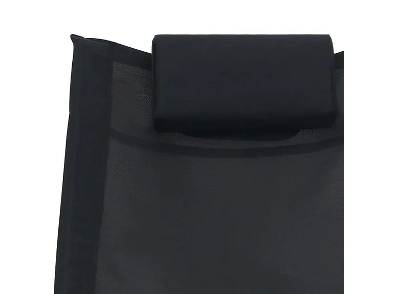 Chaise longue à bascule textilène noir et métal gris Tinoo