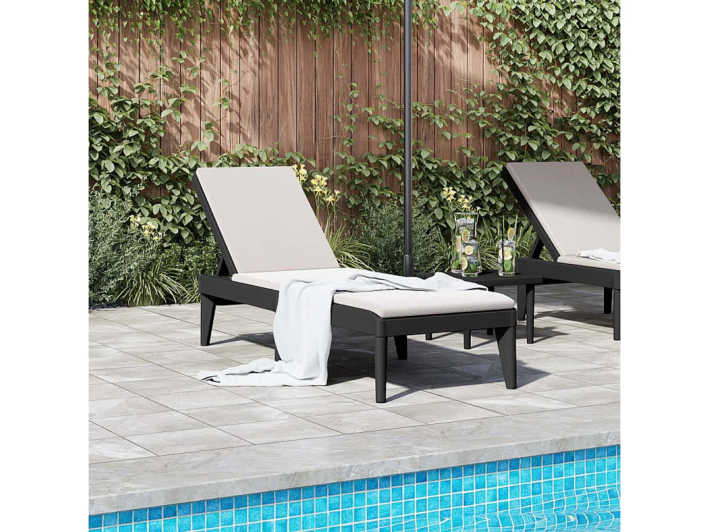 Chaise longue anthracite 186x60x29 PP