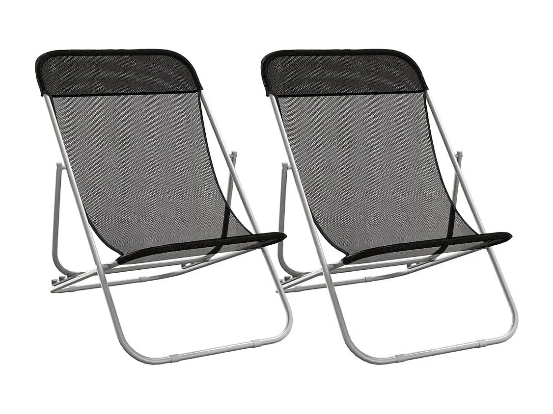 Chaises de plage pliantes 2pcs textilène acier enduit de poudre