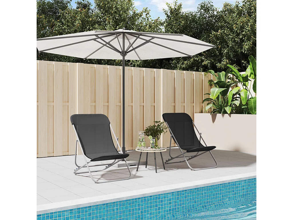 Chaises de plage pliantes 2pcs textilène acier enduit de poudre