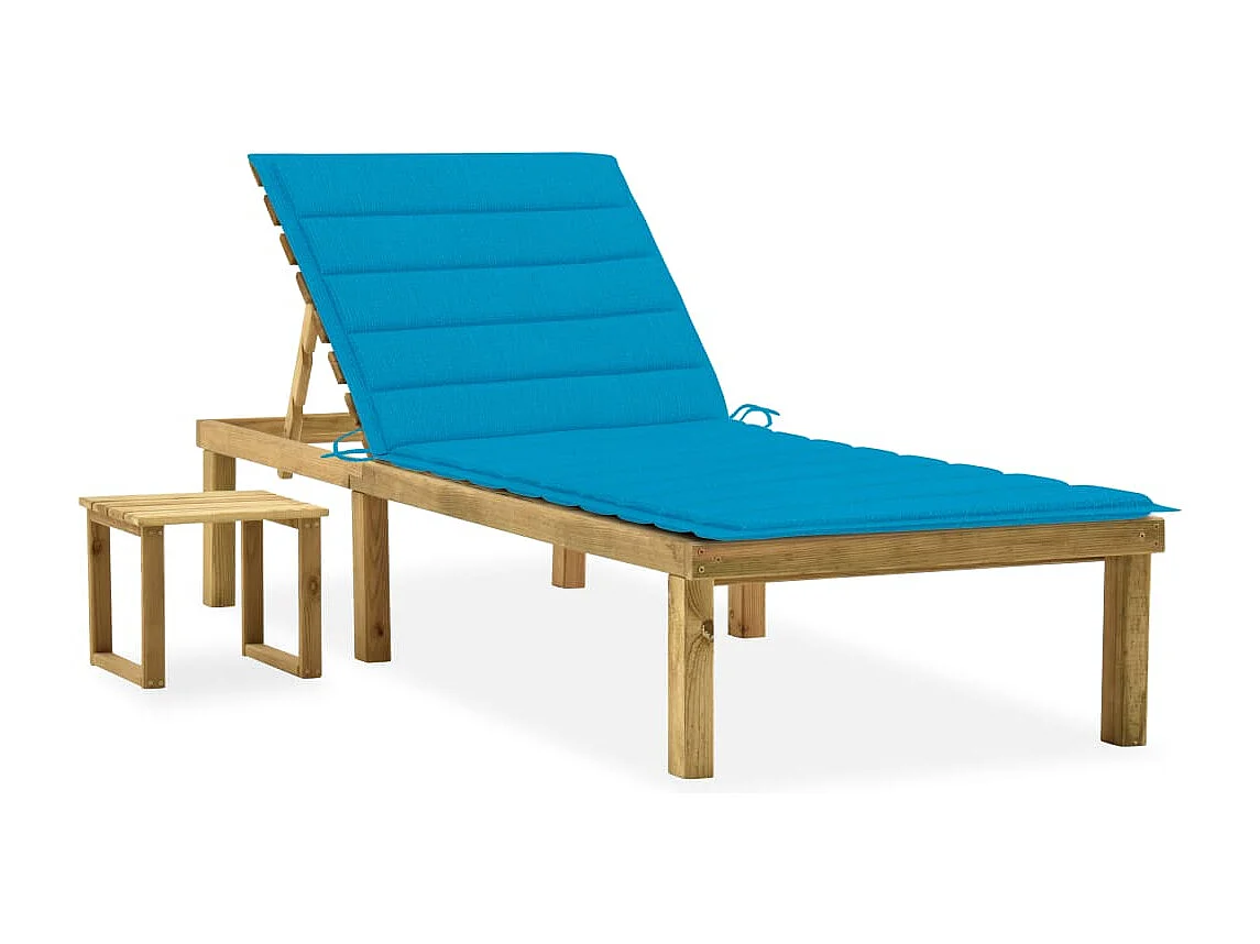 Chaise longue de jardin avec table et coussin Pin imprégné 58