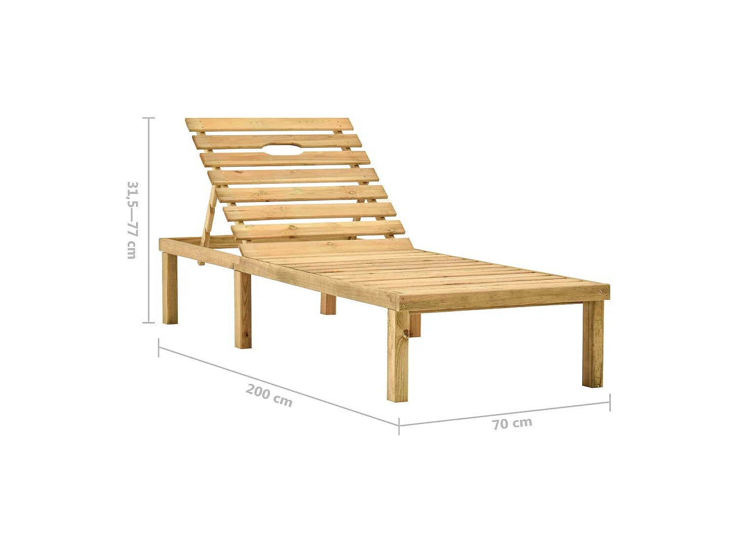 Chaise longue de jardin avec table et coussin Pin imprégné 2