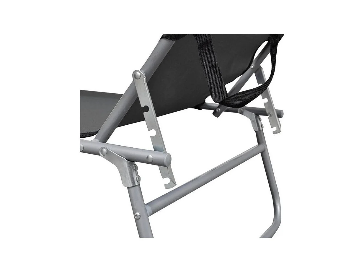 Chaise longue pliable avec auvent tissu gris et métal Sher