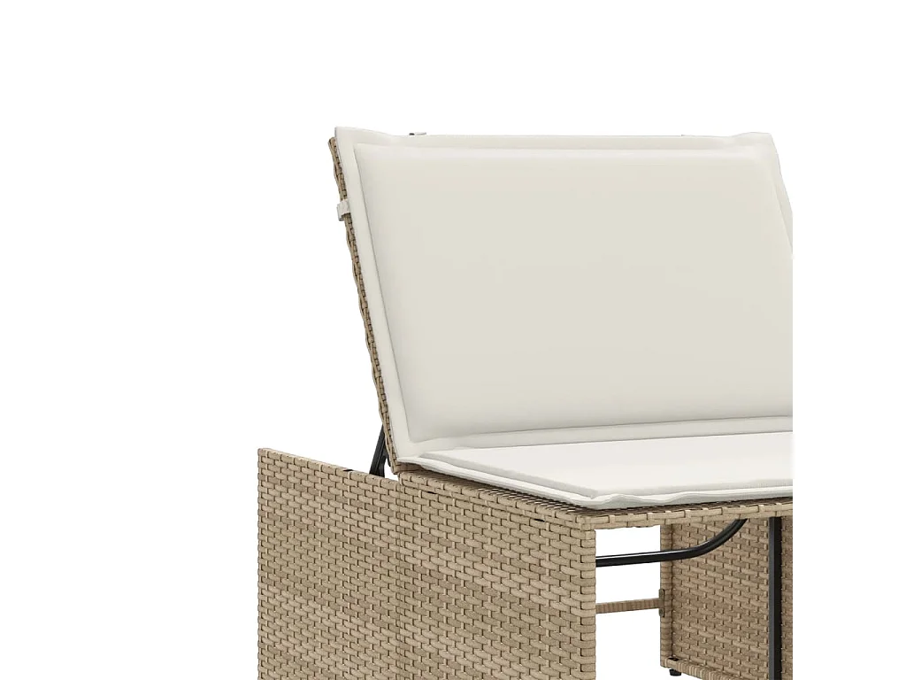 Chaises longues lot de 2 avec table beige résine tressée