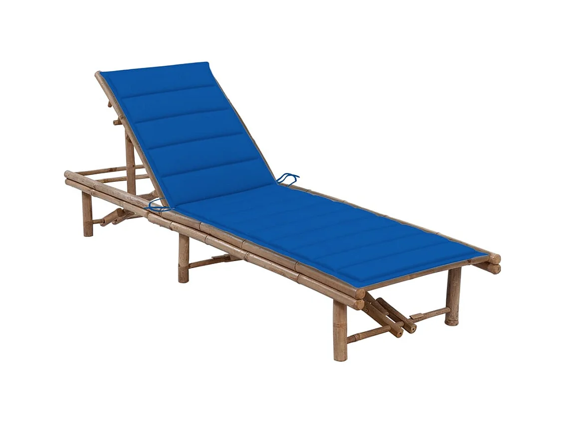 Chaise longue de jardin avec coussin Bambou