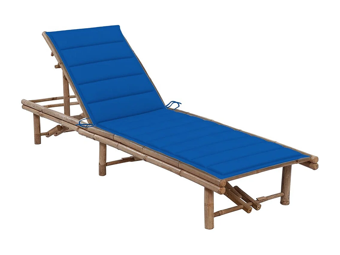 Chaise longue de jardin avec coussin Bambou