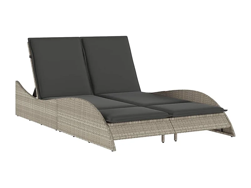 Chaise longue avec coussins gris clair 114x205x73 poly rotin