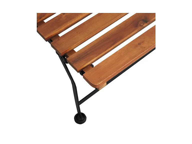 Chaise longue acacia massif foncé et pieds métal noir Siori