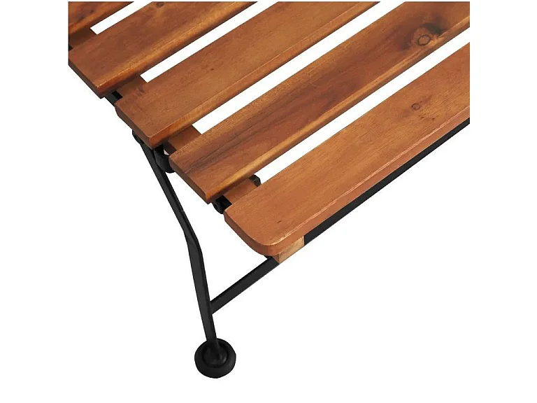 Chaise longue acacia massif foncé et pieds métal noir Siori