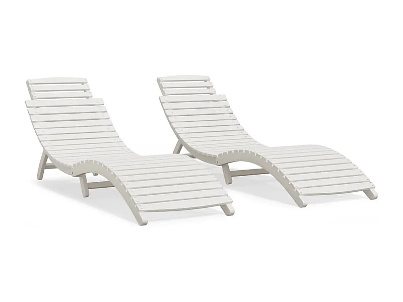 Chaises longues lot de 2 blanc 184x55x64 bois massif acacia