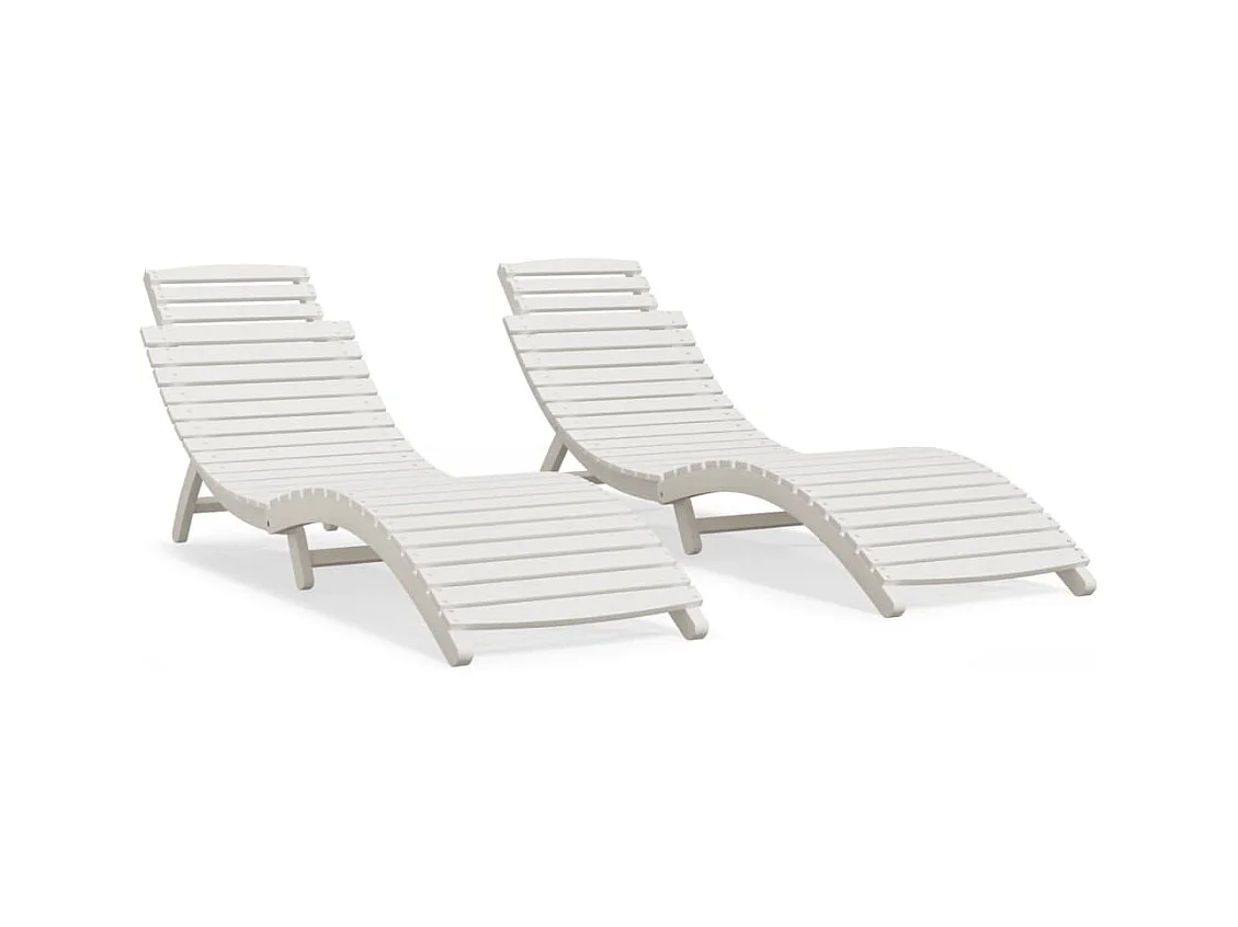 Chaises longues lot de 2 blanc 184x55x64 bois massif acacia