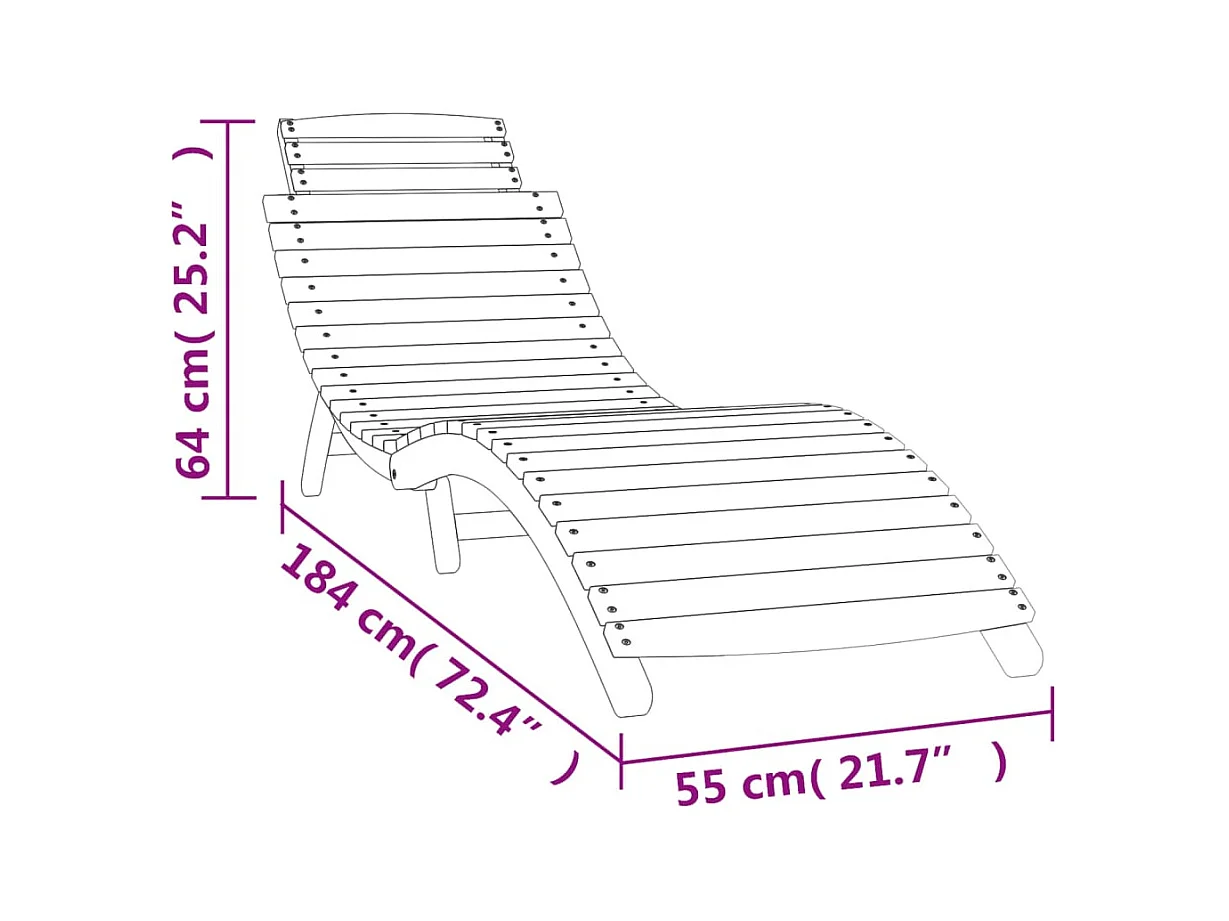 Chaises longues lot de 2 blanc 184x55x64 bois massif acacia