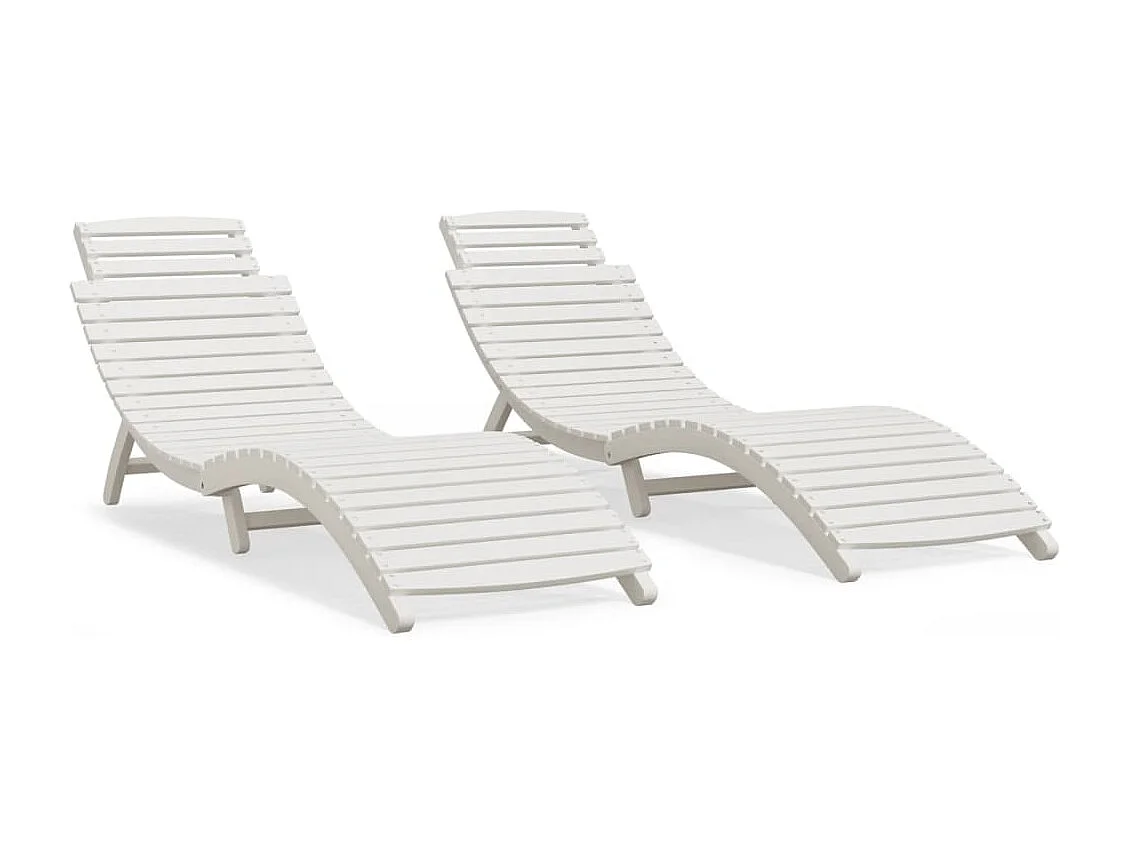 Chaises longues lot de 2 blanc 184x55x64 bois massif acacia