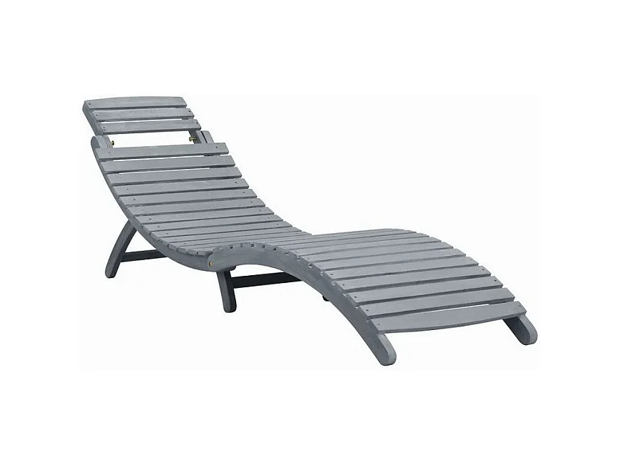 Chaise longue pliante acacia massif gris Ontim